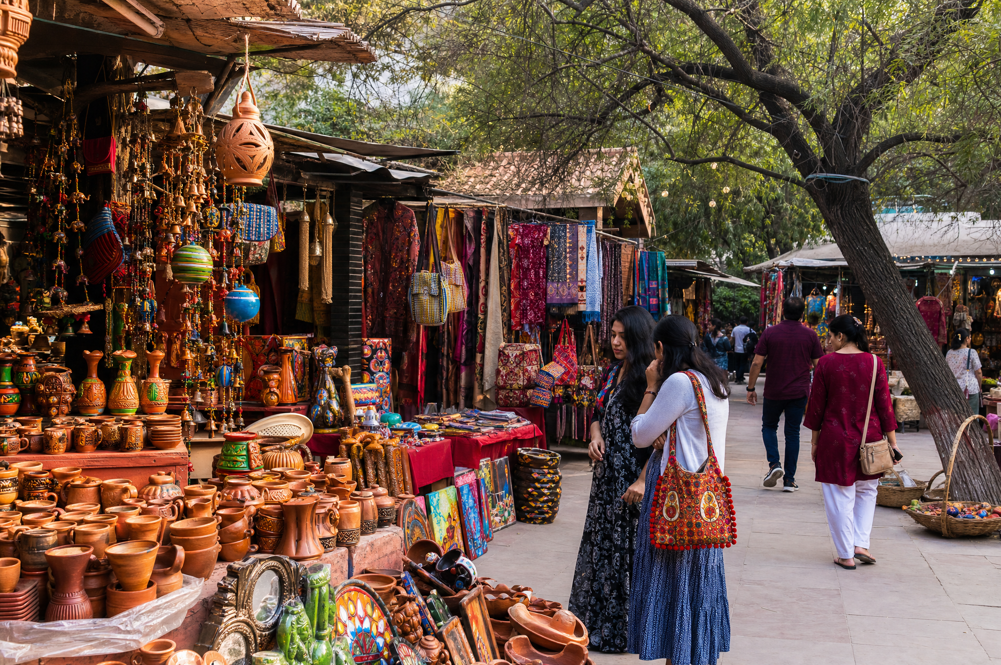 Books and market stalls